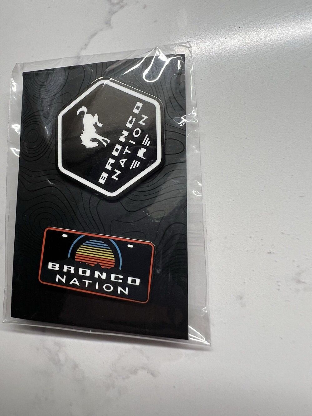 Ford Bronco Nation Enamel Lapel Pin Set 2pc Shield & License Plate Logo New